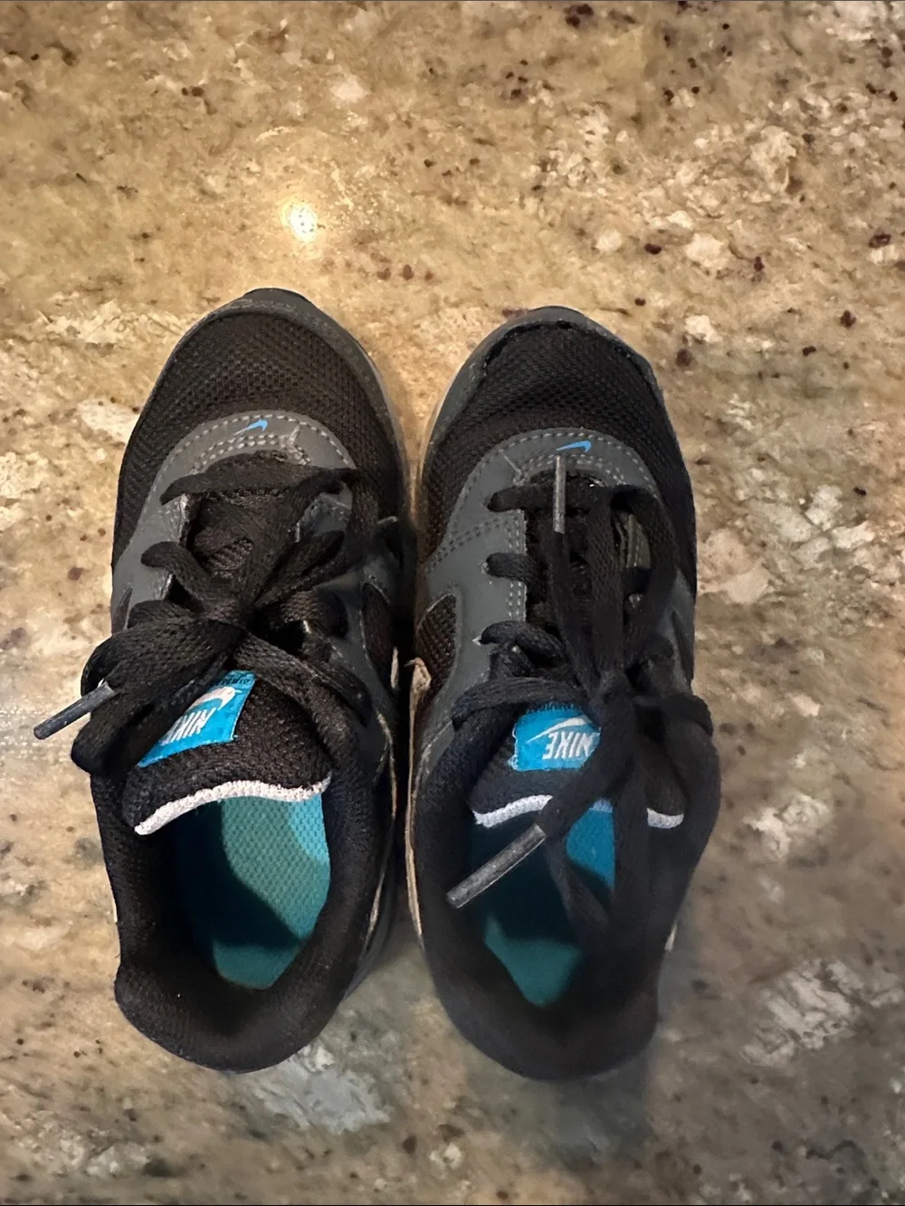Nike Air Max Kids Black and Gray Sneaker with White Swoosh